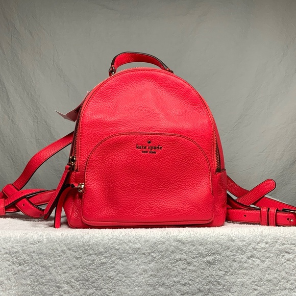 Kate Spade Jackson Pebbled Leather Stoplight Red Medium Backpack Kate Spade Jackson Medium Flap Bag New | Mercari main image 3